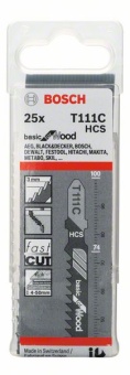 2608633A38 полотно Basic for Wood / пилка для лобзика по дереву быстрый грубый пропил (T 111 С) упаковка 25 шт 